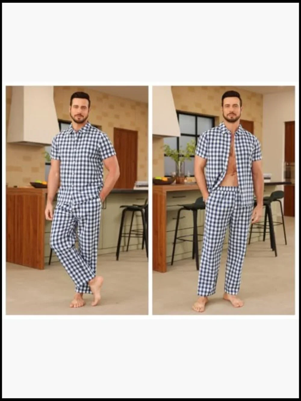 100% Cotton Pajama Set Short Sleeve Sleepwear Button Down Loungewear with